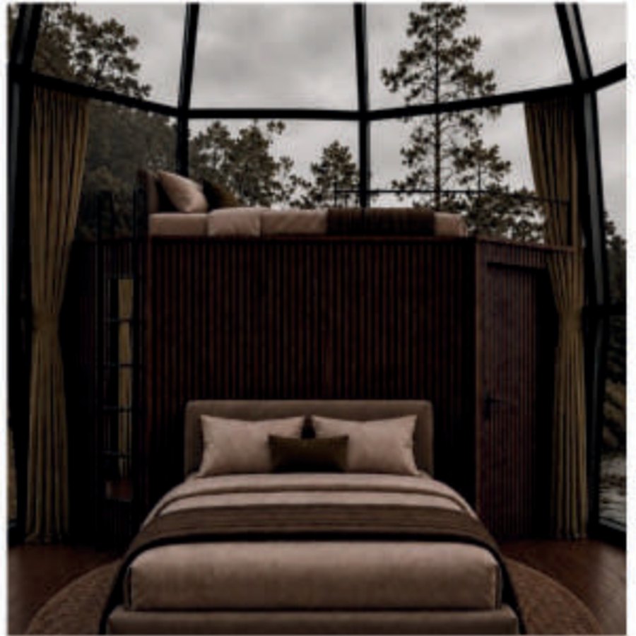 Avangarde: the loft bedroom sits above the enclosed bathroom
