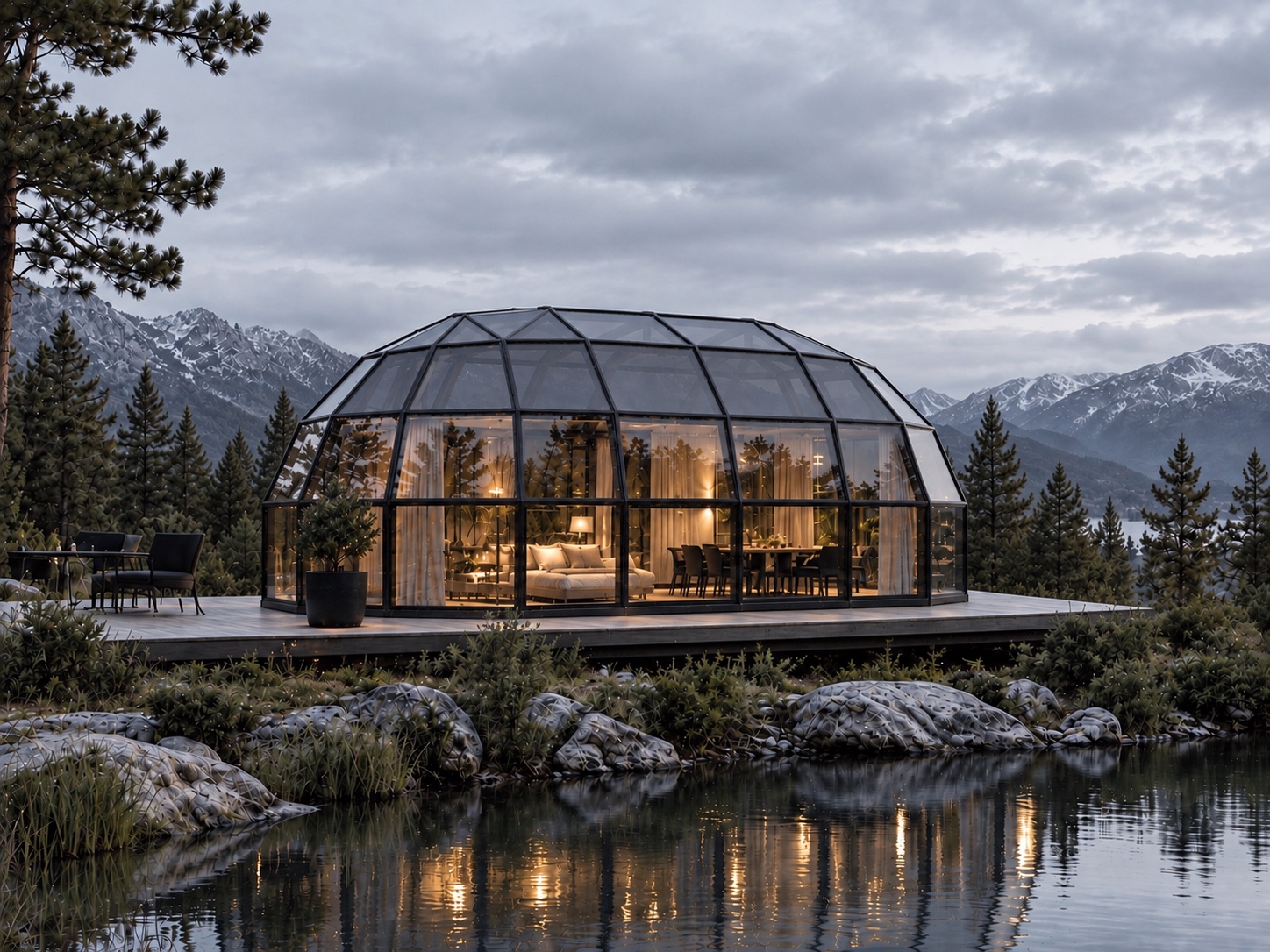 Двойной остеклённый купол SkyLodge S5, 45 m²