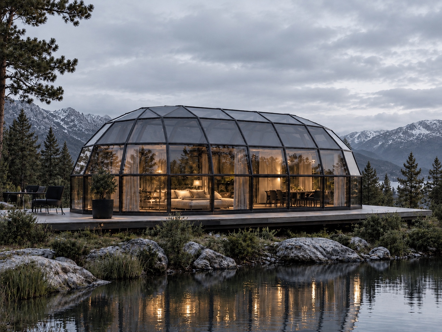 Двойной остеклённый купол SkyLodge S6, 64–73 m²