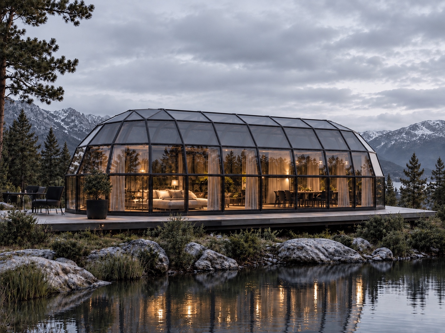 Двойной остеклённый купол SkyLodge S8, 114–130 m²