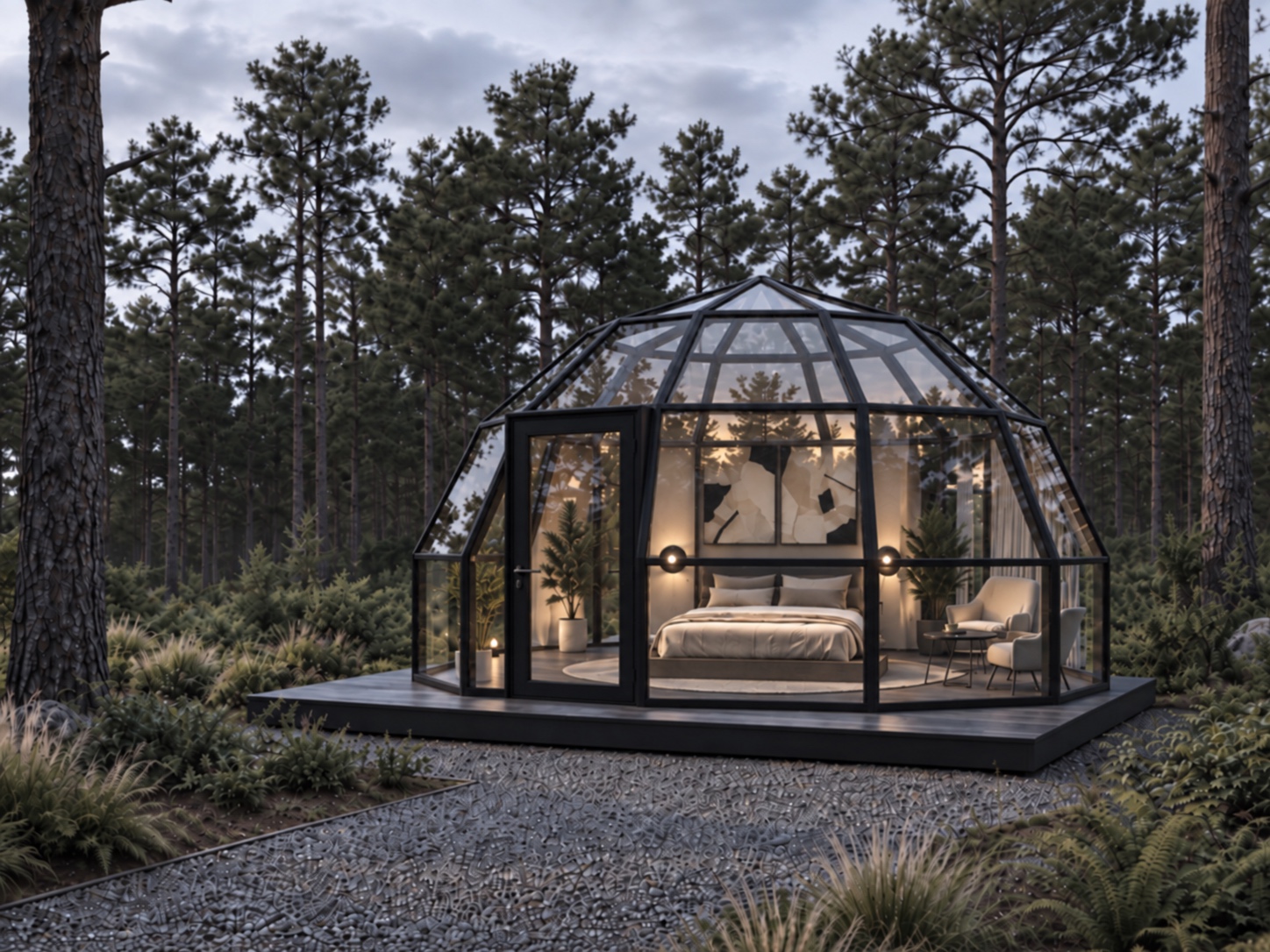 Остеклённый глэмпинг-купол SkyLodge 5, 20 m²