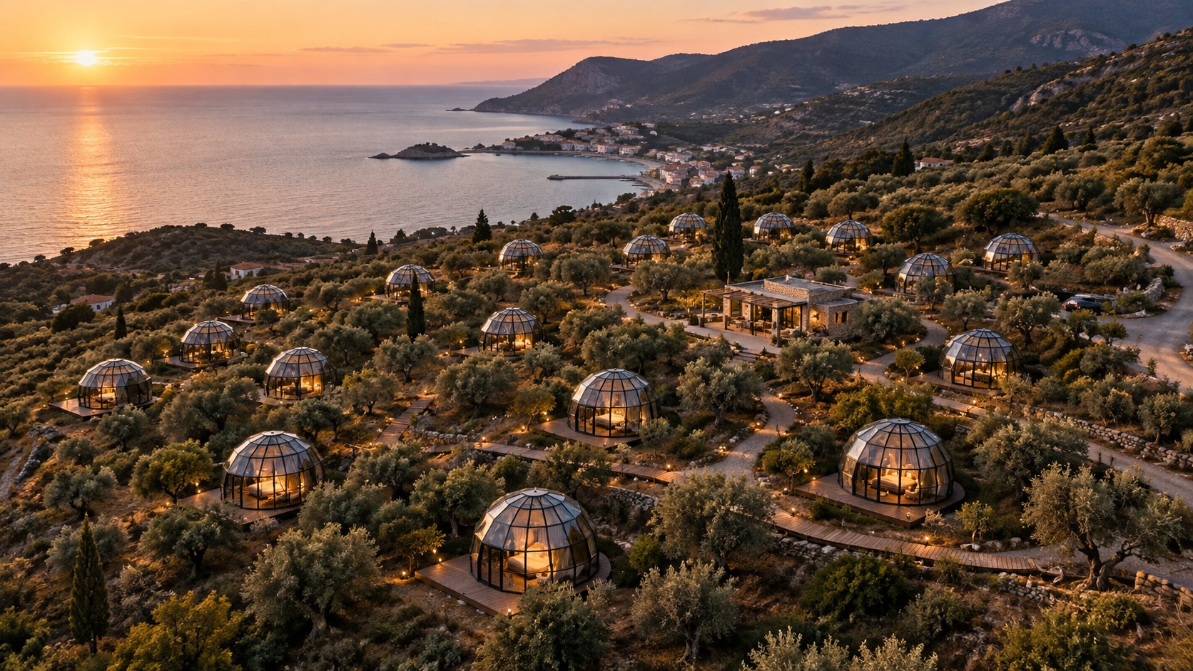Un uliveto sopra il mare, sotto il marchio Glamping