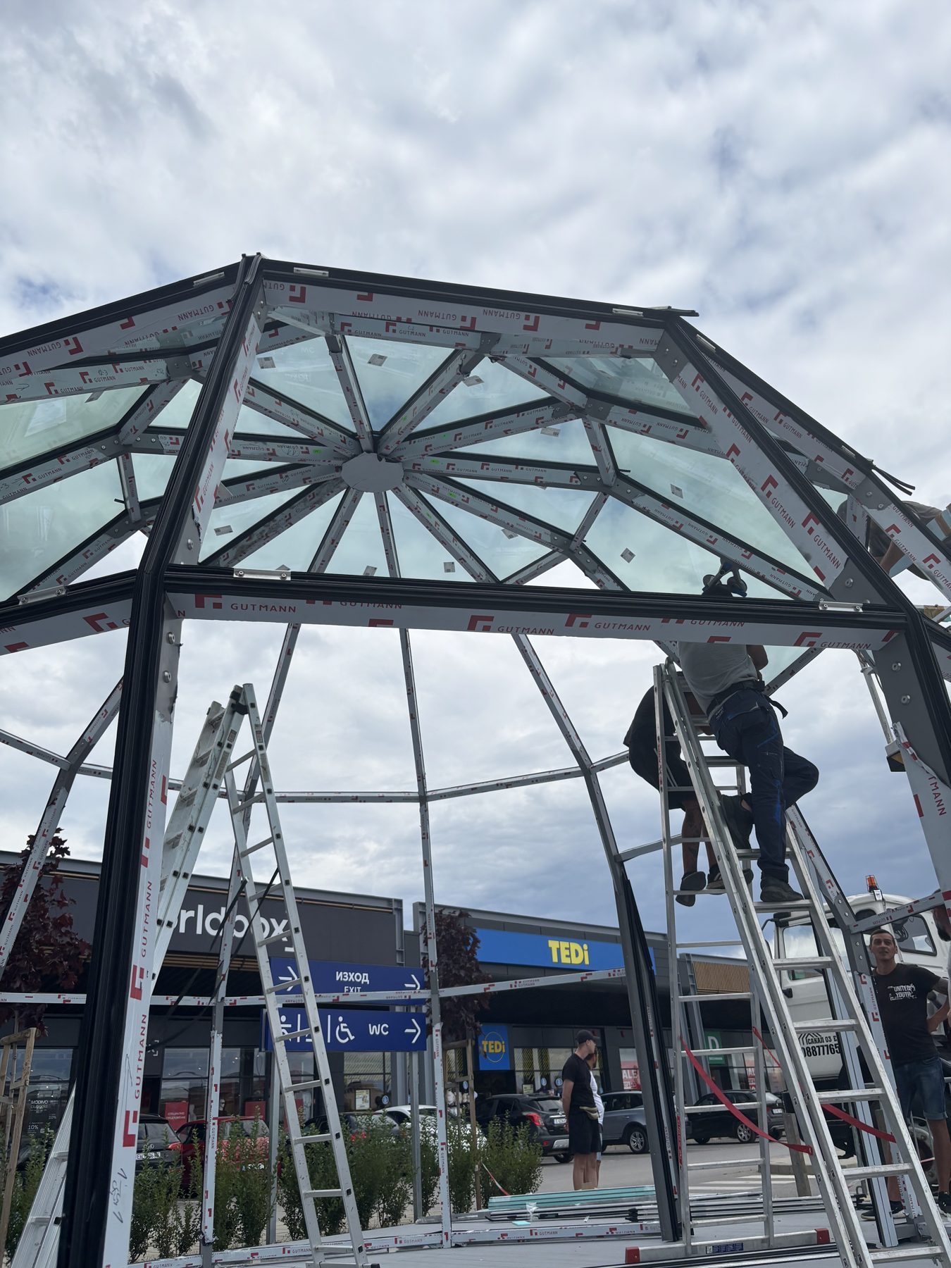 The frame standing, before the first pane goes in